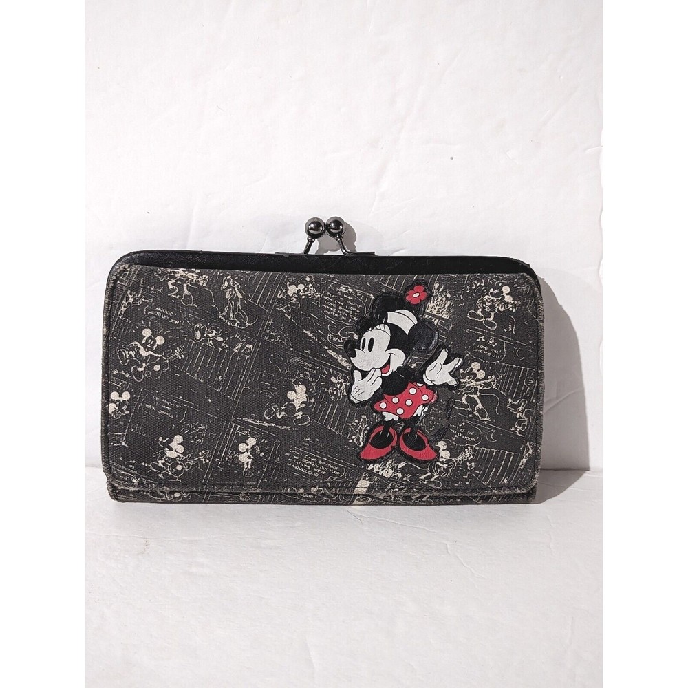 DISNEY COUTURE Minnie Mouse Black Wallet Organizer Kiss Lock by Loop Fun Gift